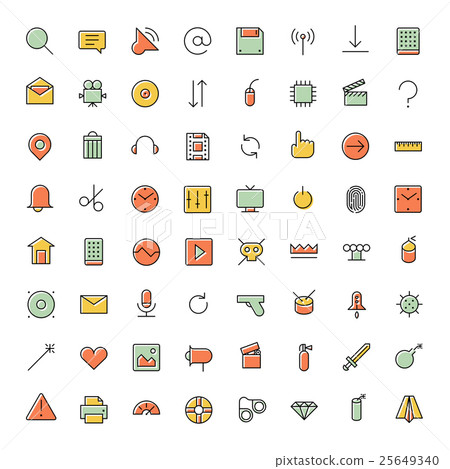 Thin line icons for user inteface and technology 25649340