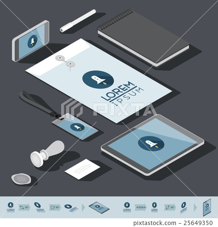 Isometric corporate identity template Isometric corporate identity template 25649350