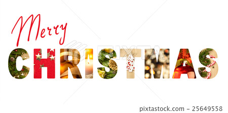 Merry Christmas letters with real different photos 25649558
