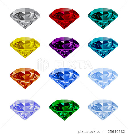 Set of realistic jewels on white background Set of realistic jewels on white background 25650382