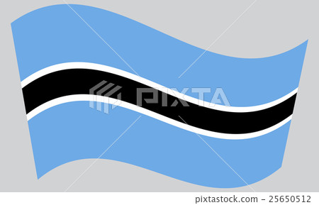Flag of Botswana waving on gray background 25650512