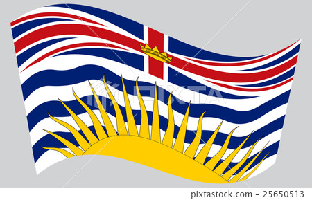 Flag of British Columbia waving on gray background 25650513