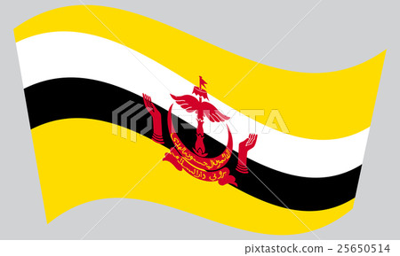 Flag of Brunei waving on gray background 25650514