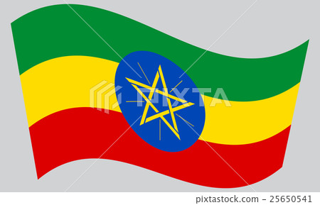 Flag of Ethiopia waving on gray background Flag of Ethiopia waving on gray background 25650541