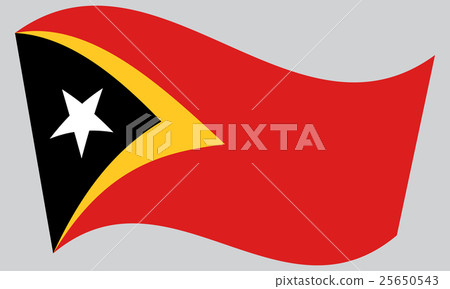 Flag of East Timor waving on gray background Flag of East Timor waving on gray background 25650543