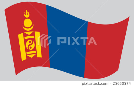 Flag of Mongolia waving on gray background Flag of Mongolia waving on gray background 25650574