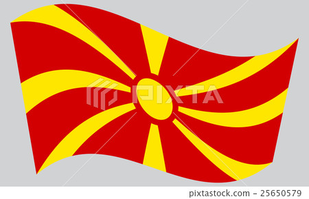 Flag of Macedonia waving on gray background Flag of Macedonia waving on gray background 25650579