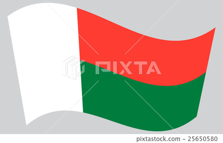 Flag of Madagascar waving on gray background Flag of Madagascar waving on gray background 25650580
