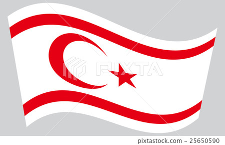 Flag of Northern Cyprus waving on gray background 25650590