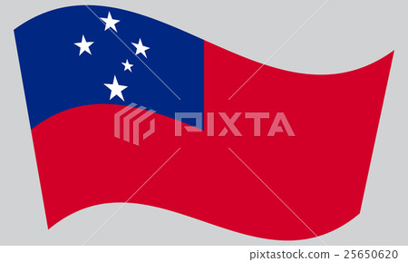 Flag of Samoa waving on gray background Flag of Samoa waving on gray background 25650620