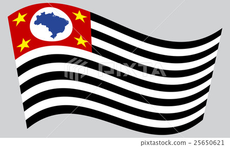 Sao Paulo, Brazil state, flag wavy gray background Sao Paulo, Brazil state, flag wavy gray background 25650621