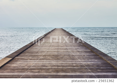 Perspective view of a wooden pier in tropical sea Perspective view of a wooden pier in tropical sea 25651362