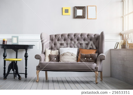 Cozy living room interior in grey colors 25653351