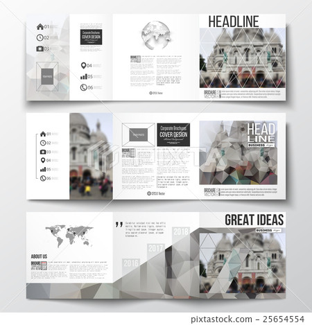 Set of tri-fold brochures, square design templates Set of tri-fold brochures, square design templates 25654554