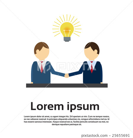 Business Man Shake Hand Concept Light Bulb New Business Man Shake Hand Concept Light Bulb New 25655691