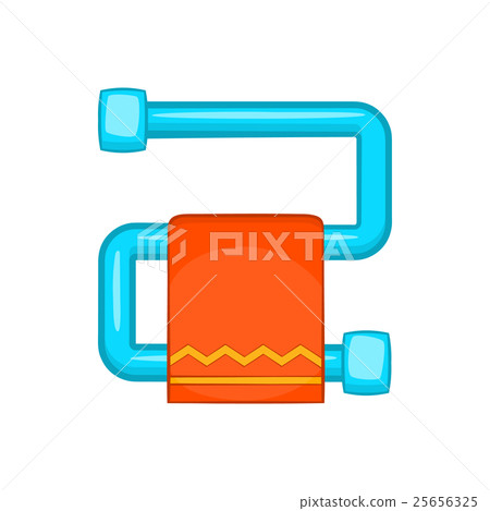 Heated towel rail with orange towel icon 25656325