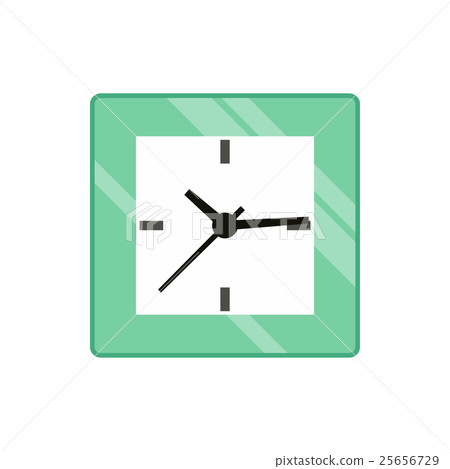 Square wall clock icon, flat style Square wall clock icon, flat style 25656729