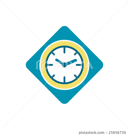 Blue wall clock icon in flat style 25656730