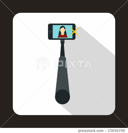 Selfie stick with mobile phone icon, flat style 25656740