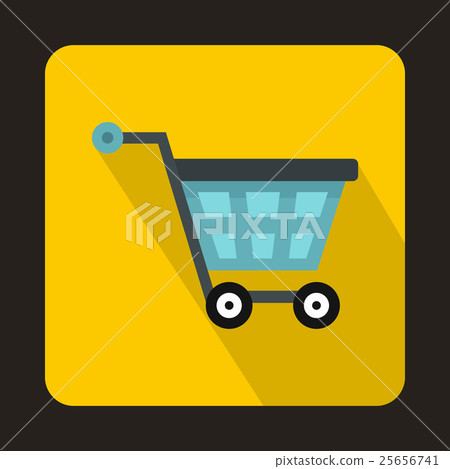 Basket on wheels icon, flat style 25656741