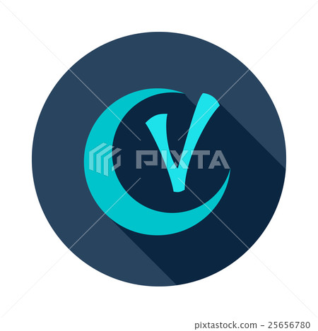 Checkmark and crescent icon, flat style Checkmark and crescent icon, flat style 25656780