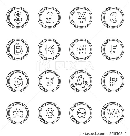 Currency from different countries icons set 25656841