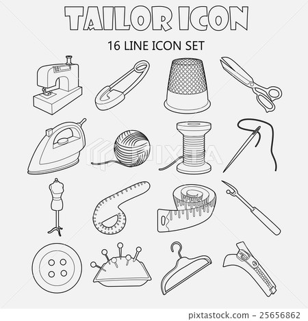 Tailor icons set , outline style - Stock Illustration [25656862] - PIXTA