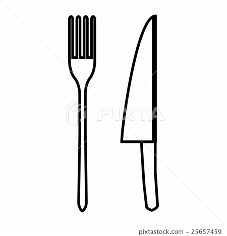 Knife and fork icon, outline style Knife and fork icon, outline style 25657459