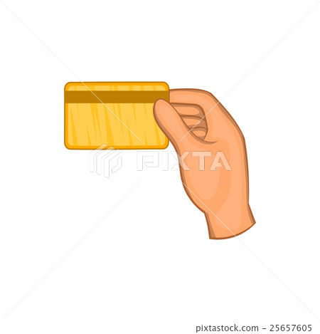 Hand holding a credit card icon, cartoon style 25657605
