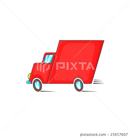 Red delivery car icon in cartoon styl 25657607