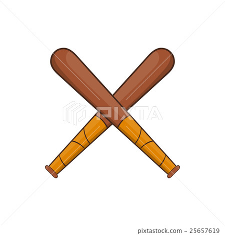 Crossed baseball bats icon, cartoon style 25657619