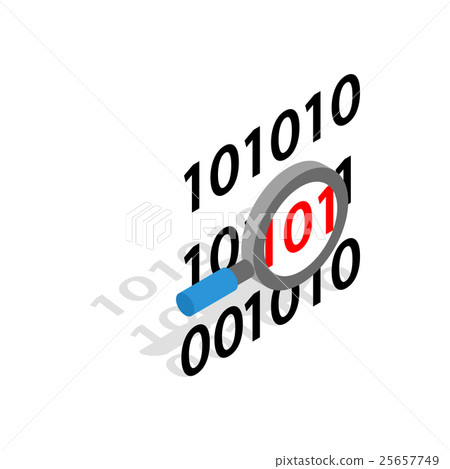 Binary code and magnifying glass icon 25657749
