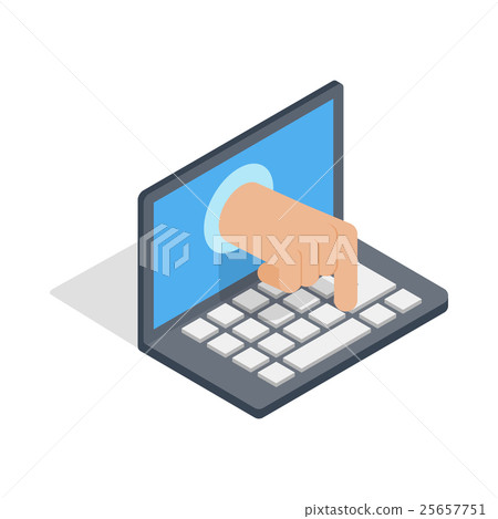 Stealing data through a laptop icon 25657751