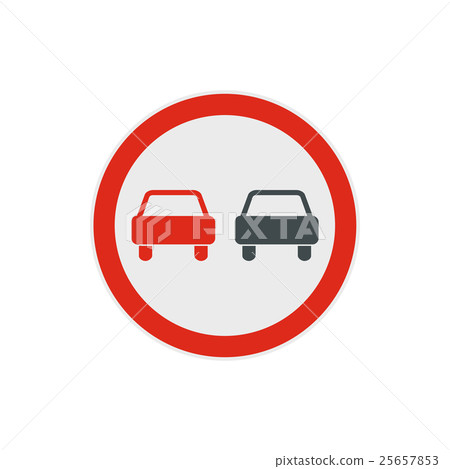 No overtaking road traffic sign icon, flat style No overtaking road traffic sign icon, flat style 25657853