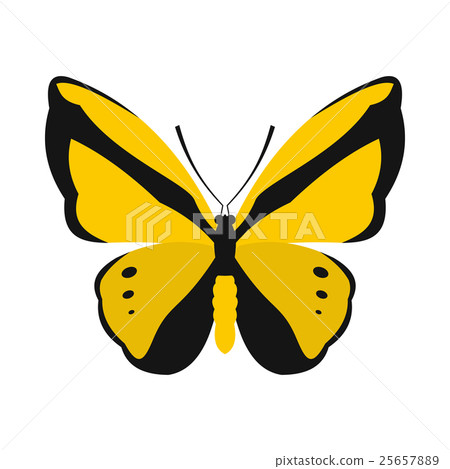 Yellow butterfly icon, flat style - Stock Illustration [25657889] - PIXTA