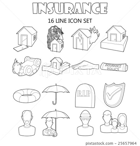 Insurance icons set, outline style Insurance icons set, outline style 25657964