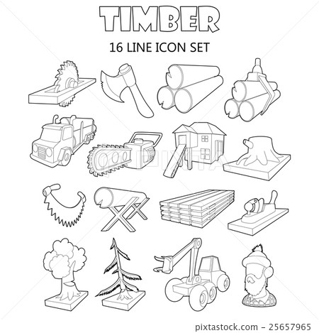 Timber industry icons set, outline ctyle Timber industry icons set, outline ctyle 25657965