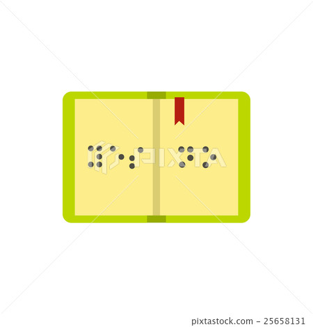 Book written in Braille icon, flat style 25658131