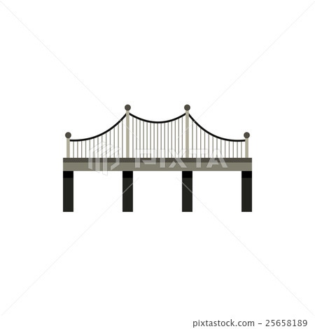 Black bridge with railings icon, flat style 25658189