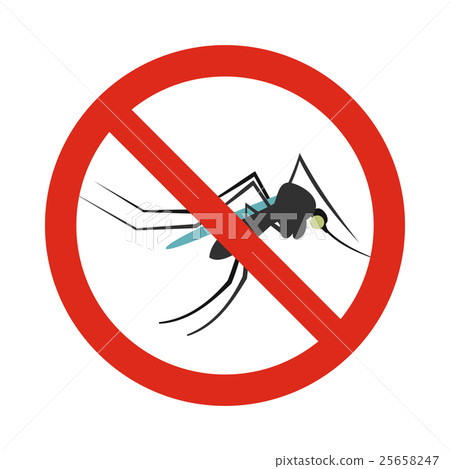 Prohibition sign mosquitoes icon, flat style 25658247
