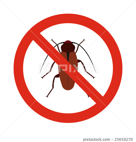 Prohibition sign bugs icon, flat style 25658270