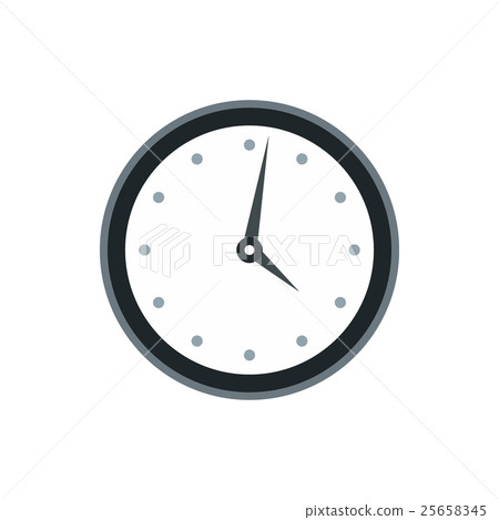 Wall clock with black rim icon, flat style 25658345