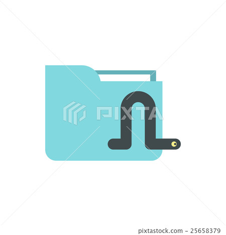 Worm in e-mail icon, flat style Worm in e-mail icon, flat style 25658379