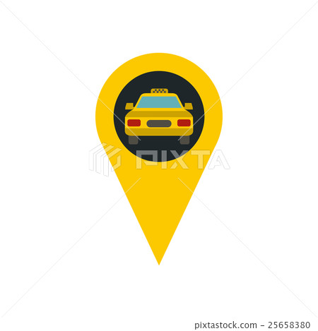 Gps pointer map with car taxi icon, flat style Gps pointer map with car taxi icon, flat style 25658380