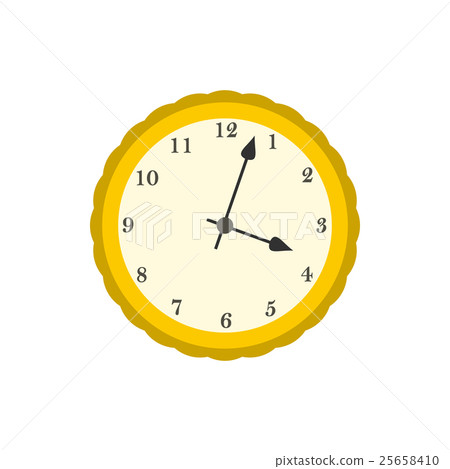 Wall clock with yellow rim icon, flat style Wall clock with yellow rim icon, flat style 25658410