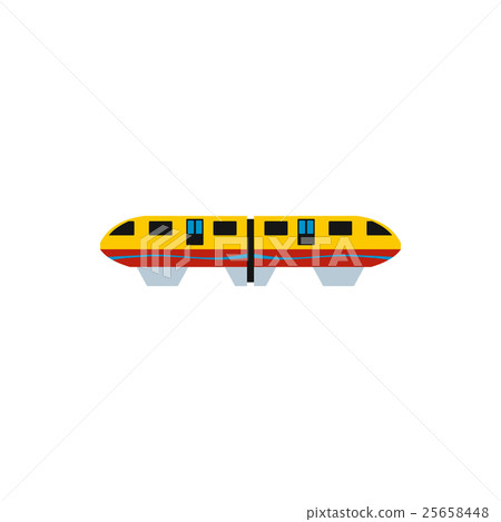 Yellow monorail train icon, flat style 25658448