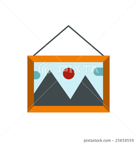 Picture in wooden frame on the wall icon Picture in wooden frame on the wall icon 25658559