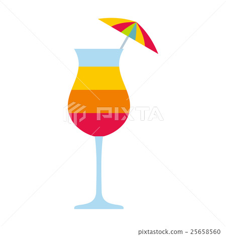 Colorful layered cocktail with umbrella icon Colorful layered cocktail with umbrella icon 25658560