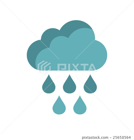 Cloud with rain drops icon, flat style Cloud with rain drops icon, flat style 25658564