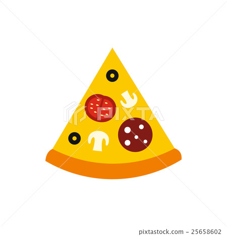 Slice of pizza icon in flat style 25658602